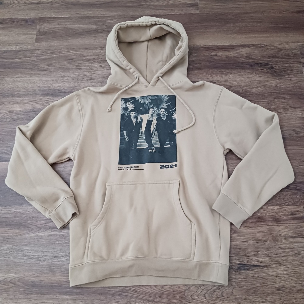 Jonas Brothers Remember This Tour 2021 Concert Hoodie Tan Mens Small Graphic